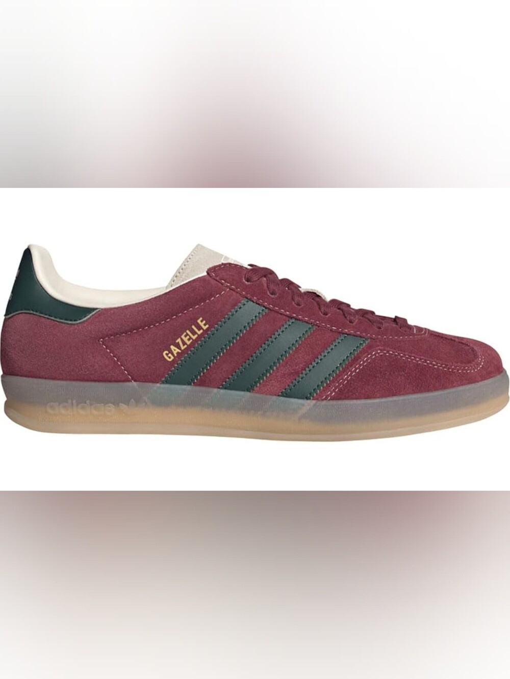 GAZELLE INDOOR Adidas Gazelle Suede Sneakers in Burgundy with Dark Green Stripes